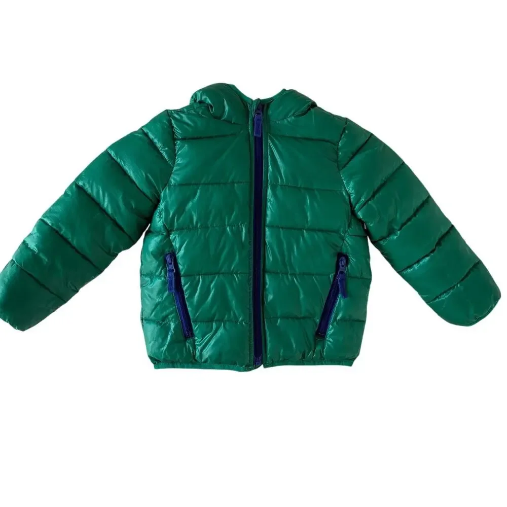 Gymboree Green Puffer Zip Up Hooded Coat Jacket Toddler Boy's Size 3T